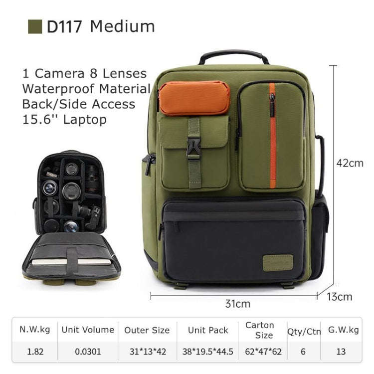 Cwatcun D117 Large Capacity Photography Backpack Shoulders Laptop Camera Bag, Size:42 x 31 x 13cm...