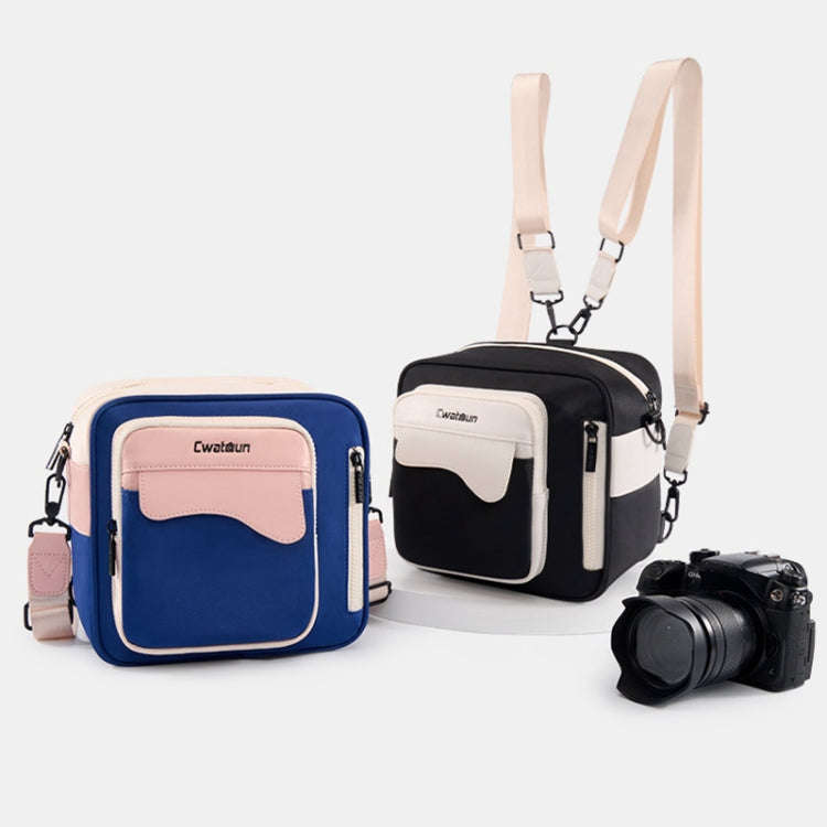 Cwatcun D118 Contrast Two Ways Backpack Cross-body Canera Bag, Size:21 x 21 x 14.5cm(Blue)