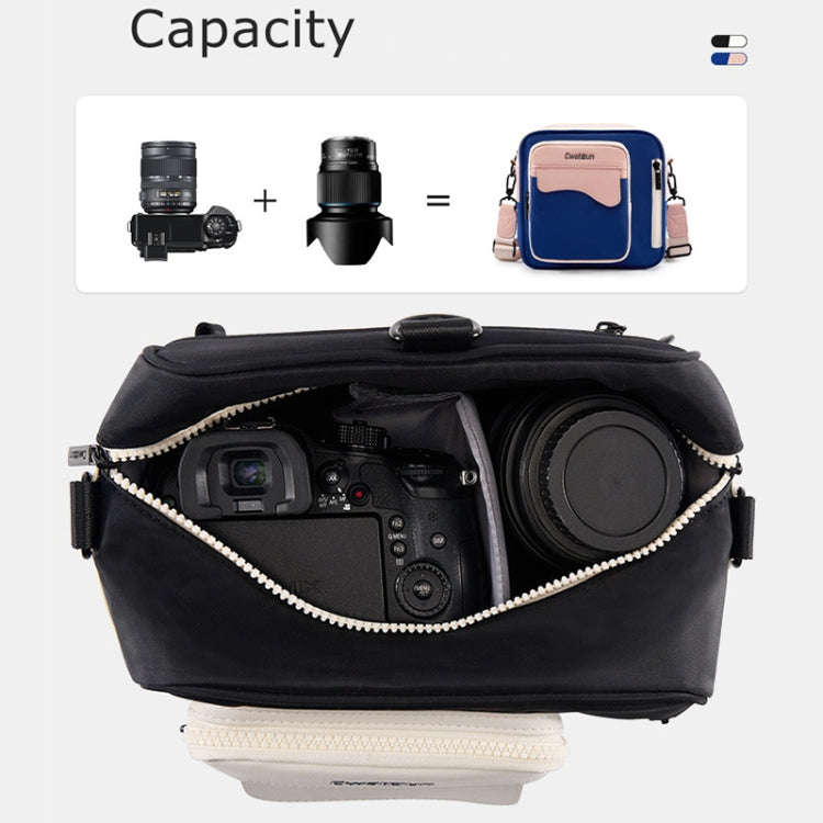 Cwatcun D118 Contrast Two Ways Backpack Cross-body Canera Bag, Size:21 x 21 x 14.5cm(Blue)