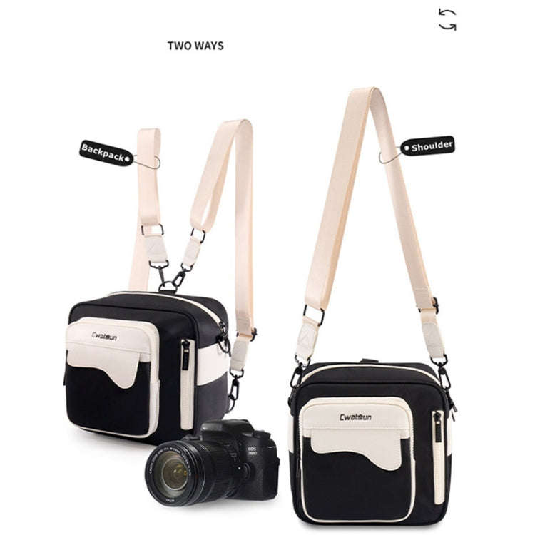 Cwatcun D118 Contrast Two Ways Backpack Cross-body Canera Bag, Size:21 x 21 x 14.5cm(Blue)
