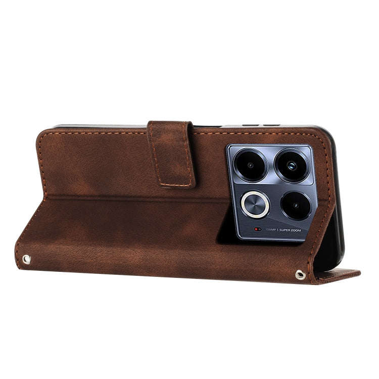 For Infinix Note 40 5G Dream Triangle Leather Phone Case with Long  Lanyard(Brown)