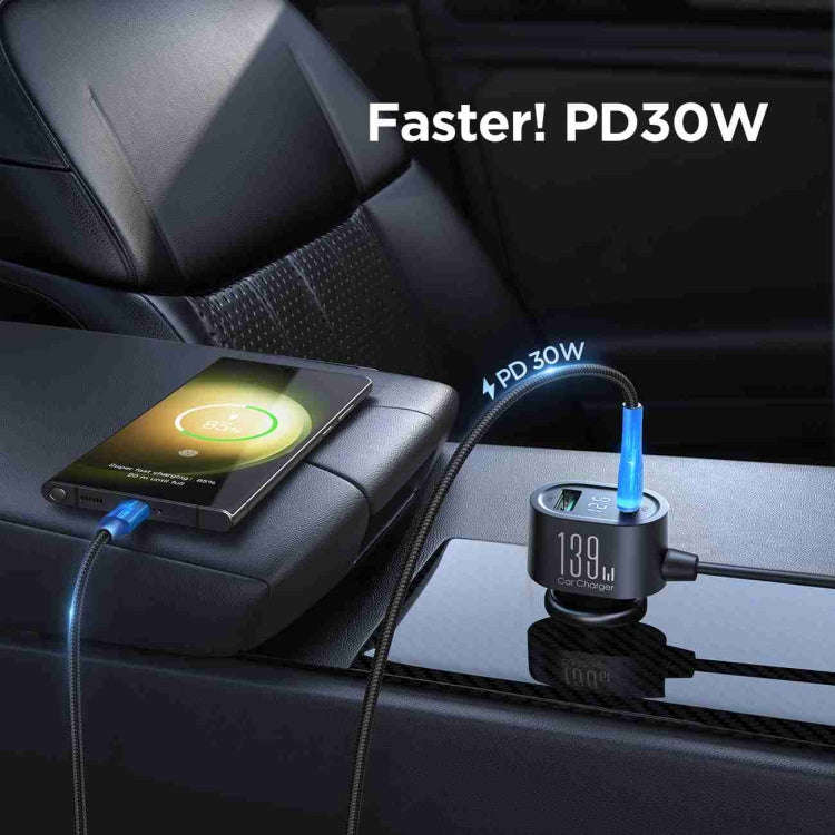 JOYROOM JR-CCL01 139W 7 in 1 Cigarette Lighter Splitter Car Charger(Black)