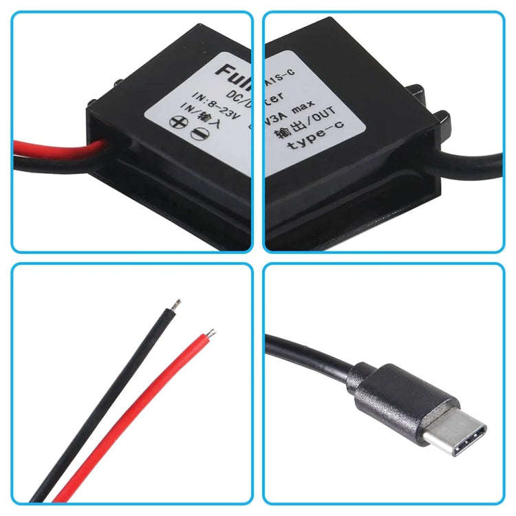 12V to 5V 3A Car Power Converter DC Module Voltage Regulator, Style:2 in 1 Dual USB Female