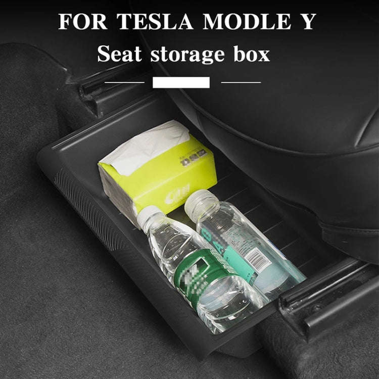For Tesla Model Y 2021-2023 TPE Storage Organizer Under Car Seat, Style:without Cover(White)