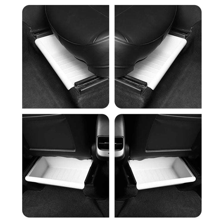 For Tesla Model Y 2021-2023 TPE Storage Organizer Under Car Seat, Style:without Cover(White)