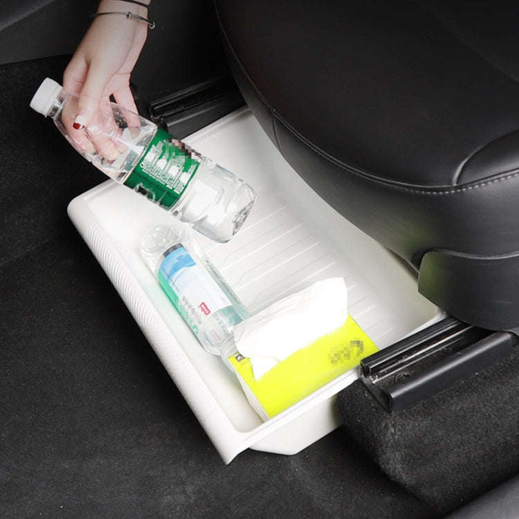 For Tesla Model Y 2021-2023 TPE Storage Organizer Under Car Seat, Style:without Cover(White)