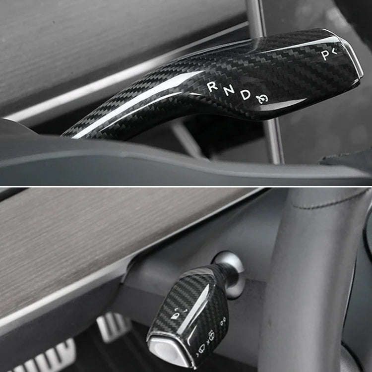 For Tesla Model 3 / Y 2pcs/Set Car Turn Signal Lever Carbon Fiber Pattern Protective Cover(Bright...