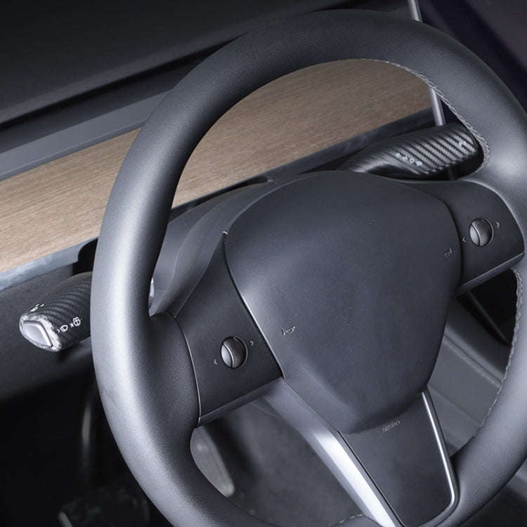 For Tesla Model 3 / Y 2pcs/Set Car Turn Signal Lever Carbon Fiber Pattern Protective Cover(Bright...