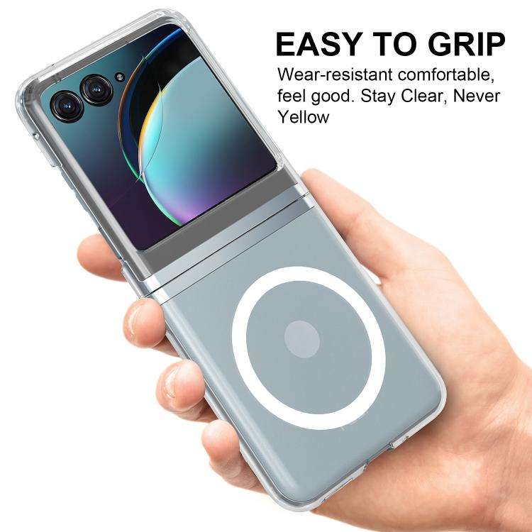 For Motorola Razr 50 / Razr 2024 Scratchproof PC Transparent MagSafe Phone Case