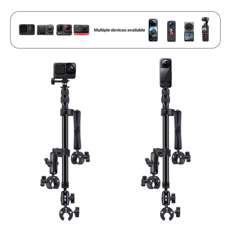 2 x Dual-heads Crab 1 x Single Heads Motorcycle Clamps Handlebar Fixed Mount 3-stage Telescopic S...