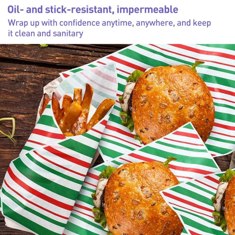 100sheets / Pack Striped Baking Greaseproof Paper Food Placemat Paper, size: 30x30cm(Red)