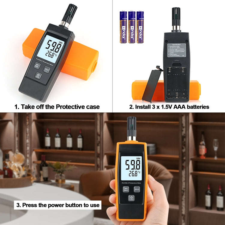 RZ852 Digital Temperature and Humidity Meter(Orange)