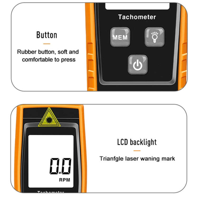 RZ835 Digital Tachometer, Range: 2.5-99999RPM(Orange)