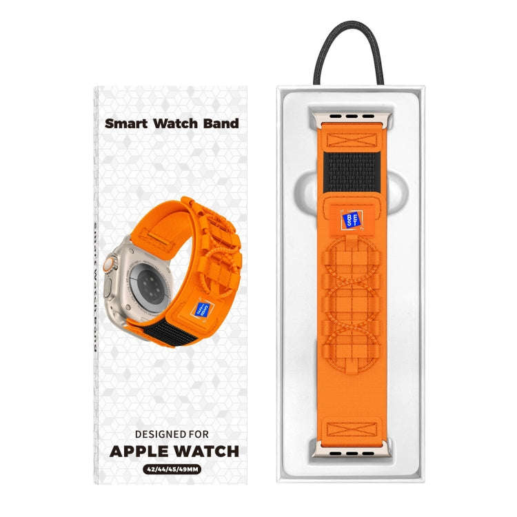 For Apple Watch Series 10 46mm / 9 45mm Nylon Braided Rope Orbital Watch Band(Orange)