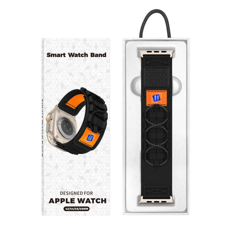 For Apple Watch Series 10 46mm / 9 45mm Nylon Braided Rope Orbital Watch Band(Black)
