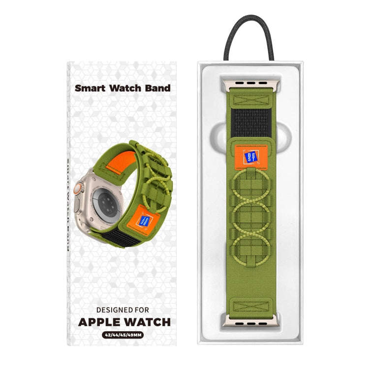 For Apple Watch Series 10 46mm / 9 45mm Nylon Braided Rope Orbital Watch Band(Green)