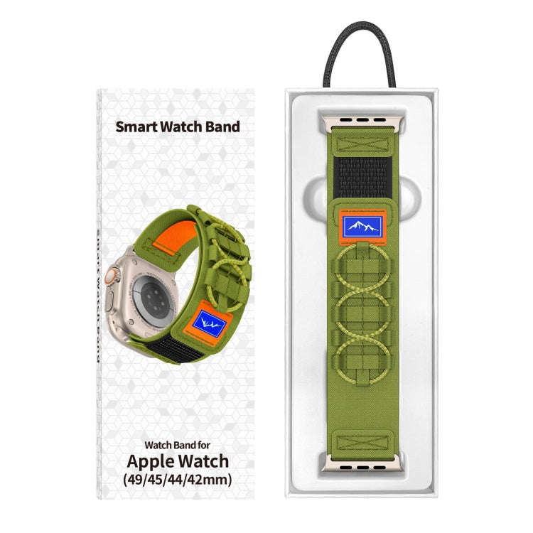 For Apple Watch Ultra 49mm Nylon Braided Rope Orbital Watch Band(Green)