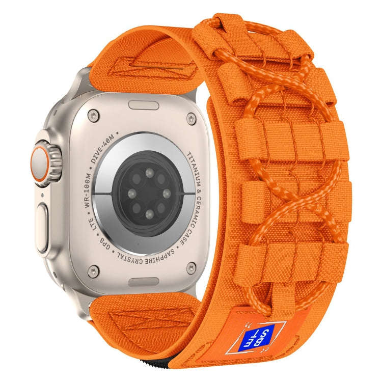 For Apple Watch Series 4 44mm Nylon Braided Rope Orbital Watch Band(Orange)