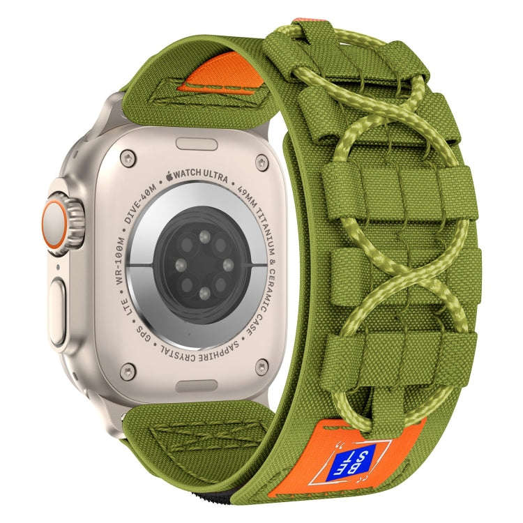 For Apple Watch 42mm Nylon Braided Rope Orbital Watch Band(Green)