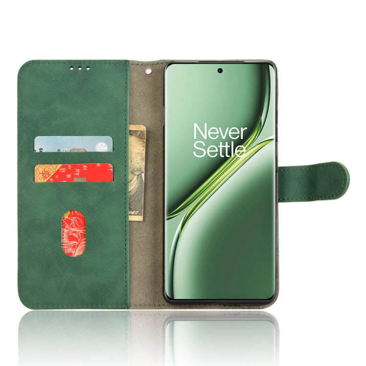For OnePlus Ace 3 Pro Skin Feel Magnetic Flip Leather Phone Case(Green)