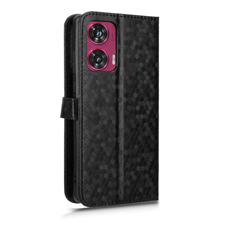 For Motorola Edge 50 Fusion Honeycomb Dot Texture Leather Phone Case(Black)