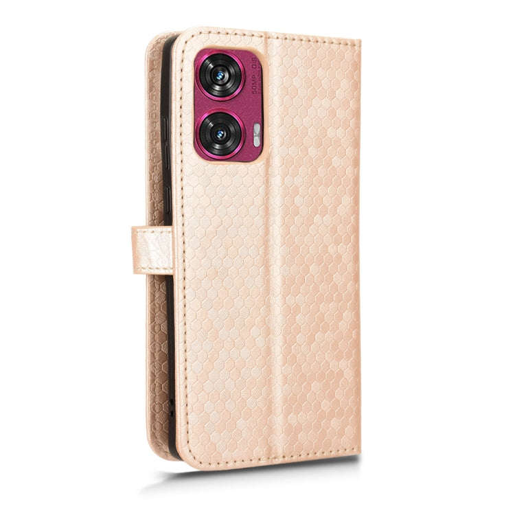 For Motorola Edge 50 Fusion Honeycomb Dot Texture Leather Phone Case(Gold)