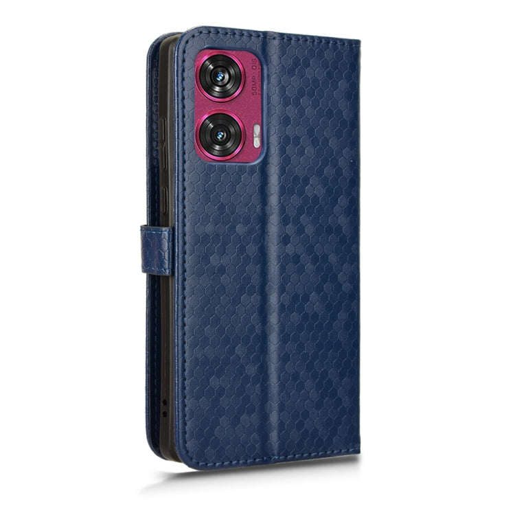 For Motorola Edge 50 Fusion Honeycomb Dot Texture Leather Phone Case(Blue)