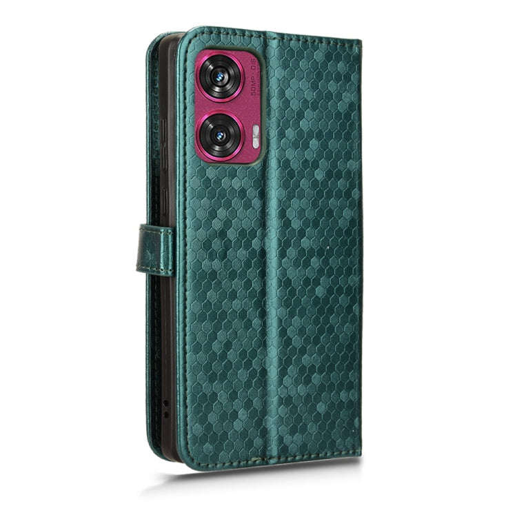 For Motorola Edge 50 Fusion Honeycomb Dot Texture Leather Phone Case(Green)