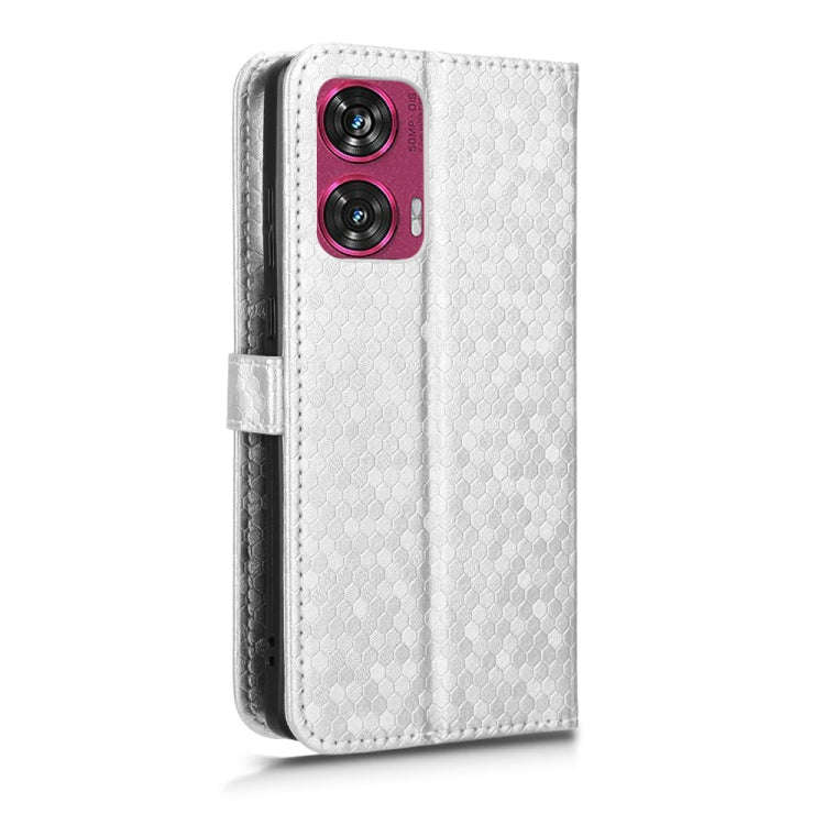 For Motorola Edge 50 Fusion Honeycomb Dot Texture Leather Phone Case(Silver)