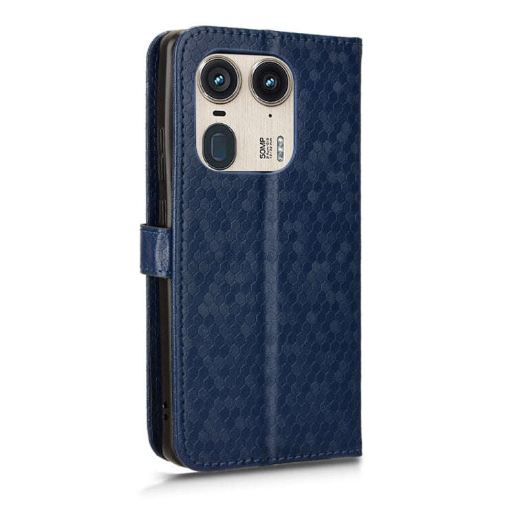 For Motorola Edge 50 Ultra Honeycomb Dot Texture Leather Phone Case(Blue)