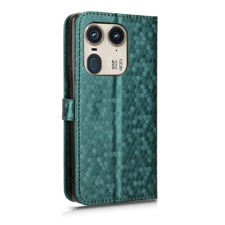 For Motorola Edge 50 Ultra Honeycomb Dot Texture Leather Phone Case(Green)