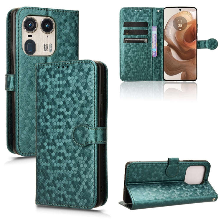 For Motorola Edge 50 Ultra Honeycomb Dot Texture Leather Phone Case(Green)