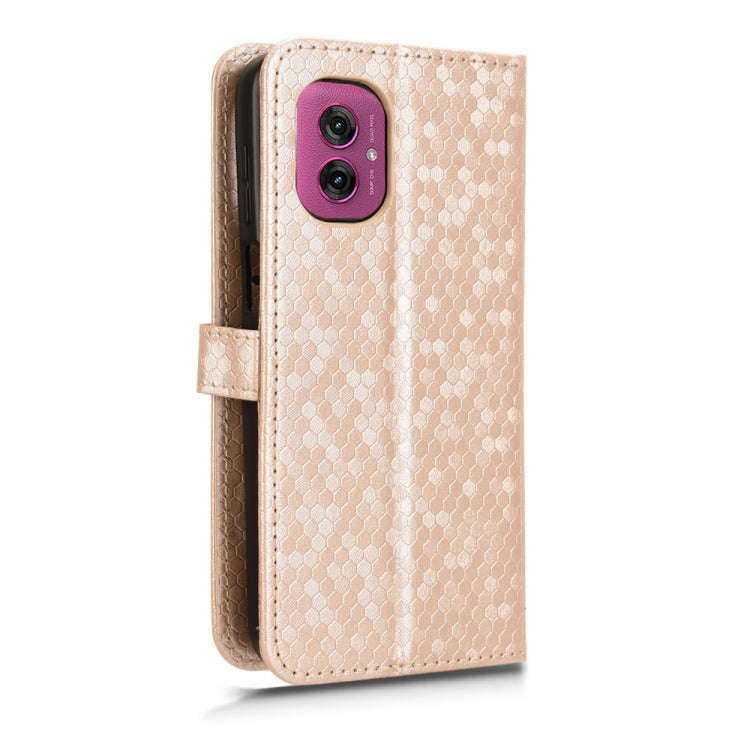 For Motorola Moto G55 5G Honeycomb Dot Texture Leather Phone Case(Gold)