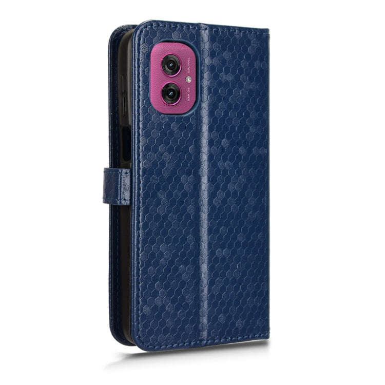 For Motorola Moto G55 5G Honeycomb Dot Texture Leather Phone Case(Blue)