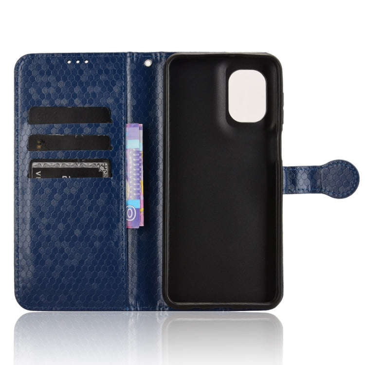 For Motorola Moto G55 5G Honeycomb Dot Texture Leather Phone Case(Blue)
