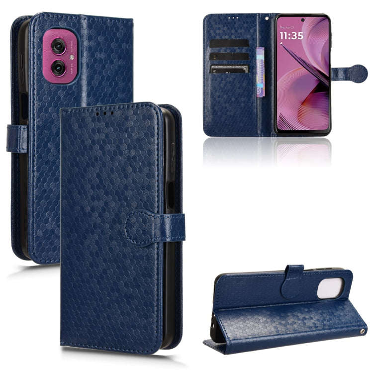For Motorola Moto G55 5G Honeycomb Dot Texture Leather Phone Case(Blue)