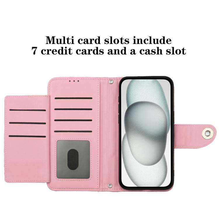 For Honor X6c 4G Rhombic Texture Flip Leather Phone Case with Lanyard(Pink)