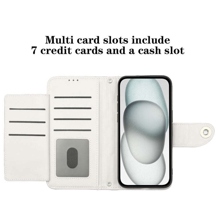 For OnePlus Nord CE4 Lite Rhombic Texture Flip Leather Phone Case with Lanyard(White)