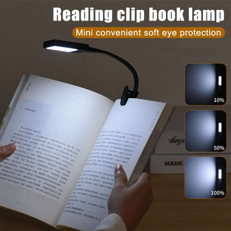 LED Reading Light Clip Book USB Charging Mini Bedside Learning Lamp(White)