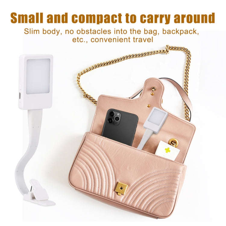 LED Reading Light Clip Book USB Charging Mini Bedside Learning Lamp(White)