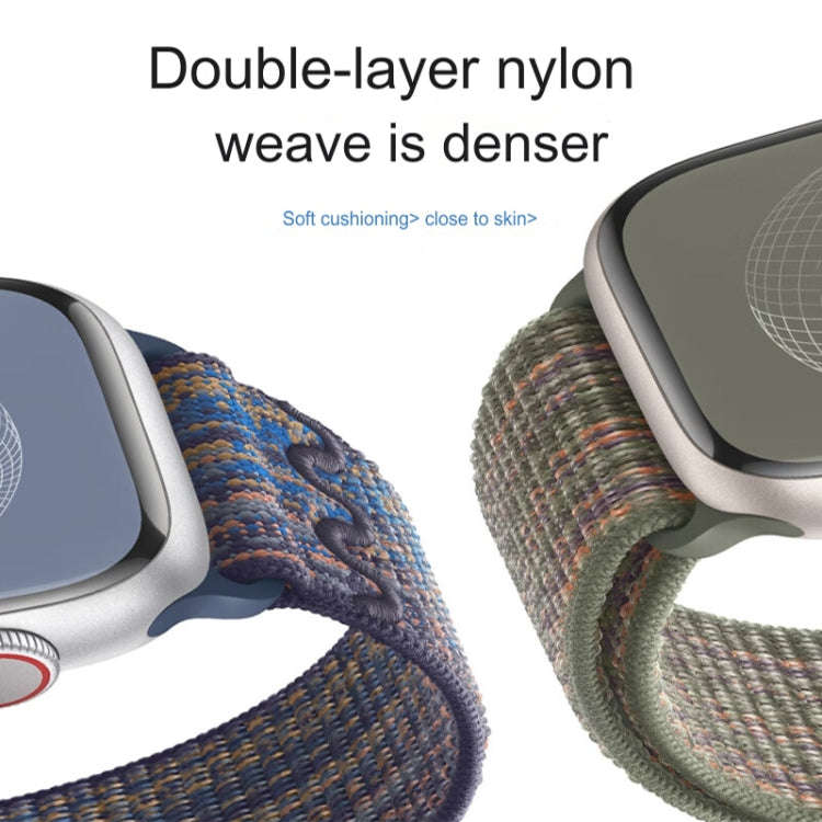 For Apple Watch Series 8 45mm Loop Nylon Watch Band(Midnight)