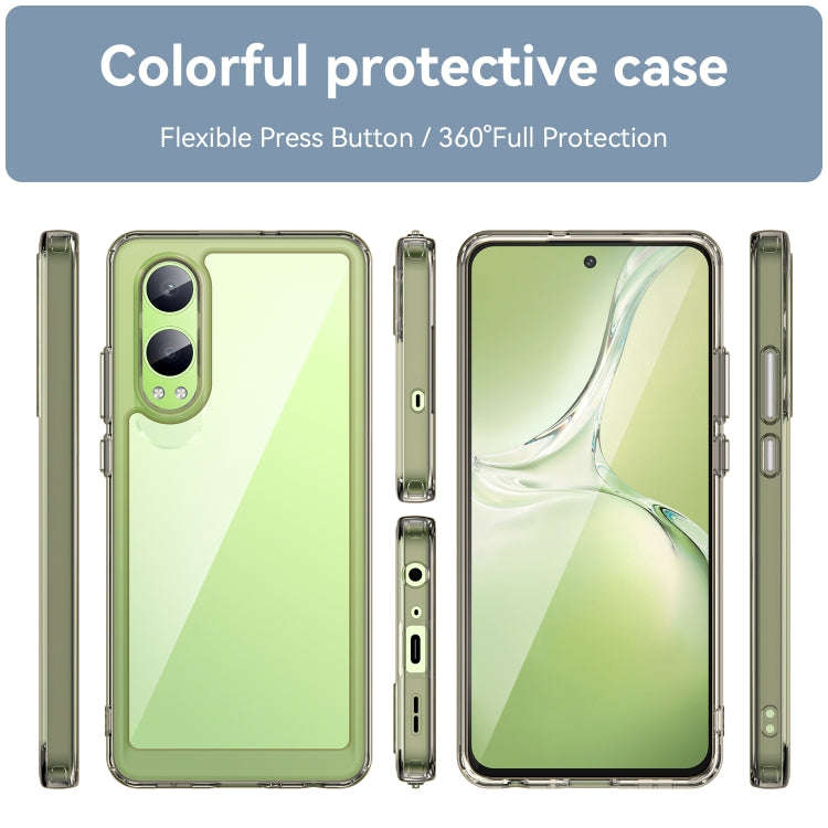 For OnePlus Nord CE4 Lite Colorful Series Acrylic Hybrid TPU Phone Case(Transparent Grey)