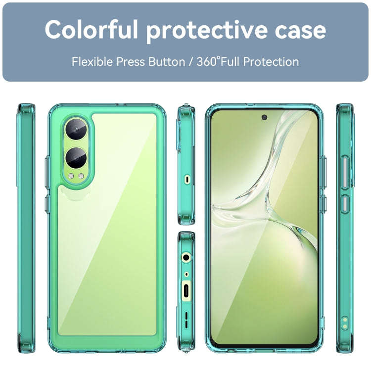 For OnePlus Nord CE4 Lite Colorful Series Acrylic Hybrid TPU Phone Case(Transparent Blue)