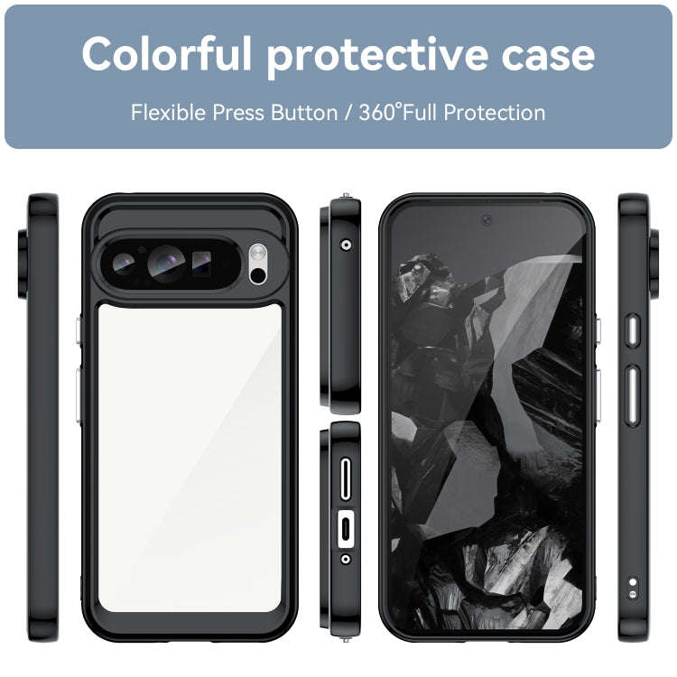For Google Pixel 9 Pro XL Colorful Series Acrylic Hybrid TPU Phone Case(Black)