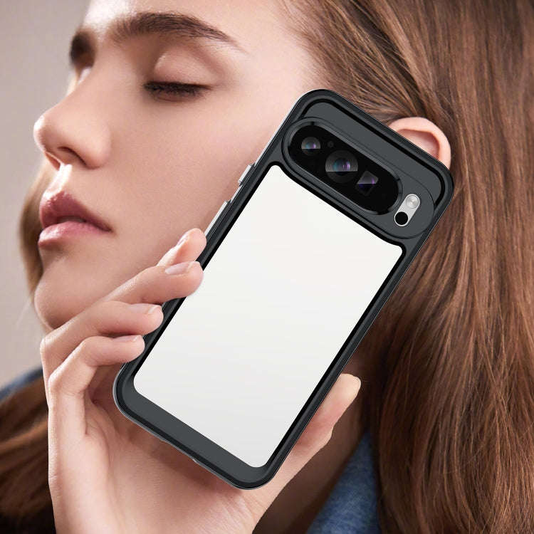 For Google Pixel 9 Pro XL Colorful Series Acrylic Hybrid TPU Phone Case(Black)
