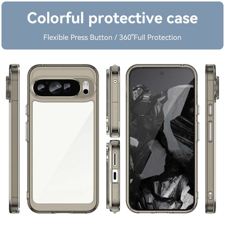 For Google Pixel 9 Pro XL Colorful Series Acrylic Hybrid TPU Phone Case(Transparent Grey)
