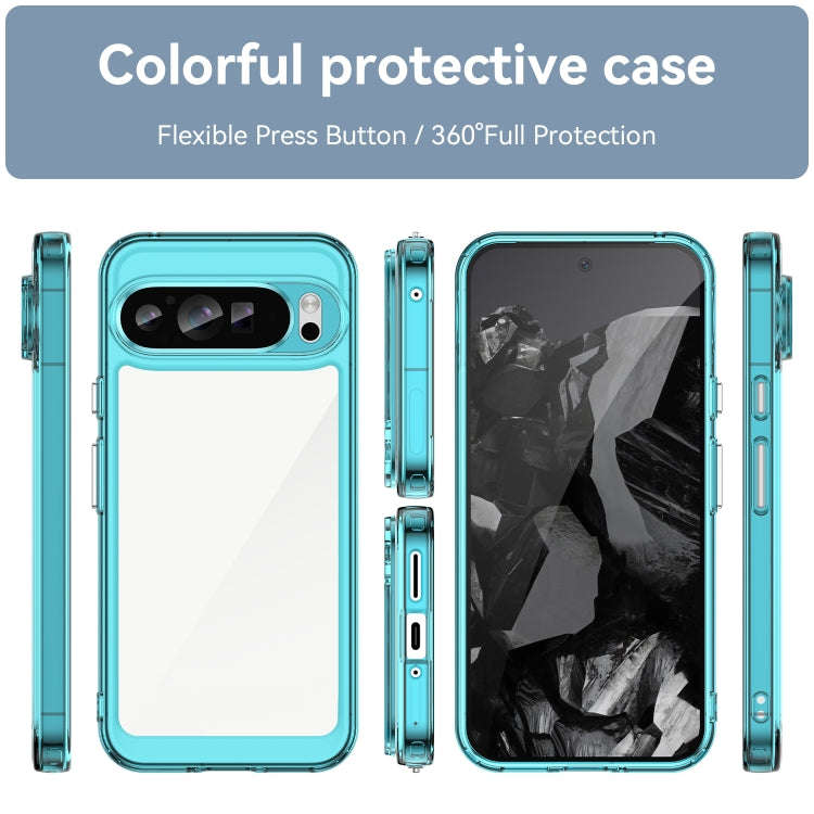 For Google Pixel 9 Pro XL Colorful Series Acrylic Hybrid TPU Phone Case(Transparent Blue)