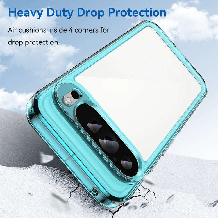 For Google Pixel 9 Pro XL Colorful Series Acrylic Hybrid TPU Phone Case(Transparent Blue)