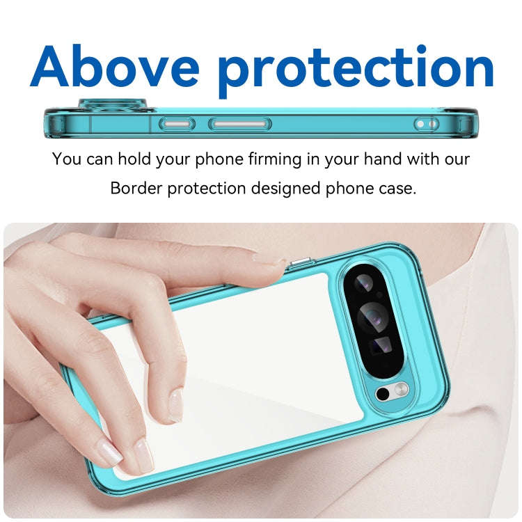 For Google Pixel 9 Pro XL Colorful Series Acrylic Hybrid TPU Phone Case(Transparent Blue)