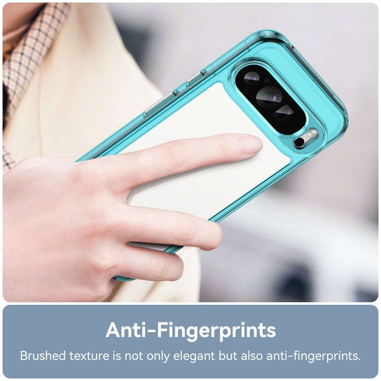 For Google Pixel 9 Pro XL Colorful Series Acrylic Hybrid TPU Phone Case(Transparent Blue)